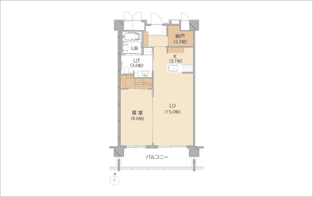 1LDK【3～9F】 70.436m² B-type