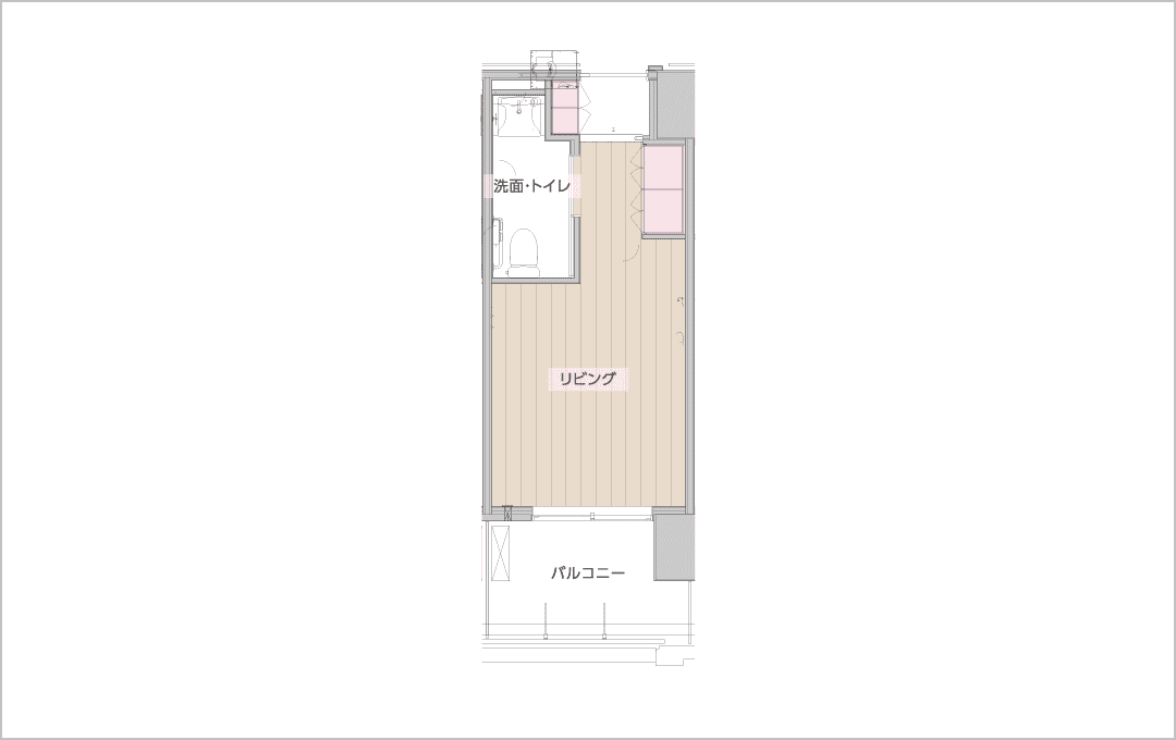 1R シンプルタイプ【11F】19.02～22.44m²：間取り1