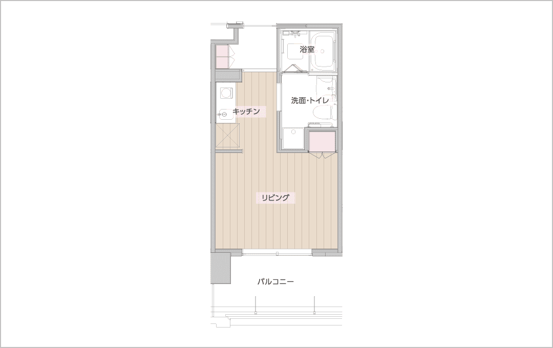 1R スタンダードタイプ【12～14F】25.02～35.55m²：間取り1